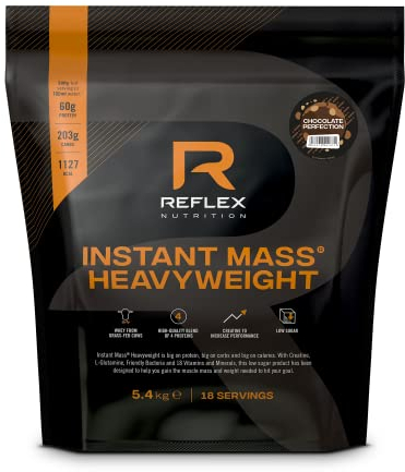 Reflex Nutrition Instant Mass Heavyweight - Mass Gainer - Over 1000 Kcal per Serving, 60g Protein, Creatine - High Calorie Post Workout or Before Bed Protein Shake (Chocolate Perfection, 5.4 kg)