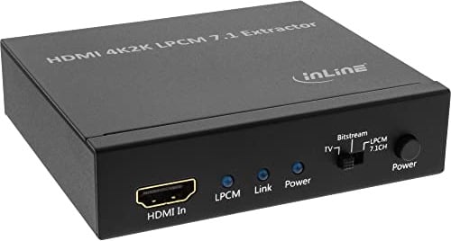 InLine 65007K Extractor/Signal Separator, Input 4K2K HDMI to Output + 7.1 Channel Stereo Audio + Toslink Audio + HDMI