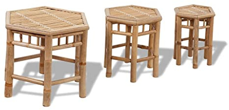 vidaXL Bambus Hocker 3er Set Bambustisch Beistelltisch Blumenhocker Bambushocker