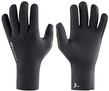 Osprey Wetsuit Gloves, 3 mm Neoprene Surfing Diving Watersport Gloves, Black, Small