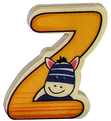 Hess Holzspielzeug 0044Z - Buchstabe aus Holz, mit buntem Tiermotiv passend zum Konsonant Z, ca. 5 x 6 cm groß, handgefertigt, als Dekoration für´s Kinderzimmer
