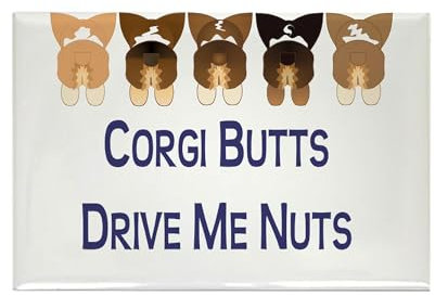 CafePress Corgi Butts Drive Me Nuts Rectangle Magnet, 2x3 Refrigerator Magnet