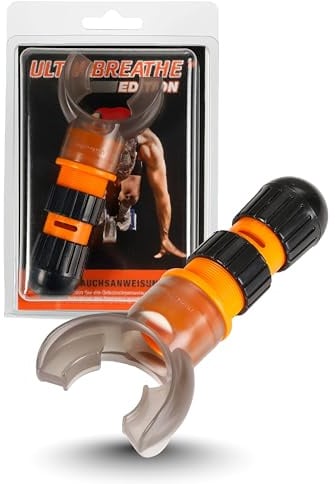 HaB GmbH Lungentrainer Ultrabreathe Edition I für Inspiratorische & exspiratorische Atemübungen I Stufenlos Einstellbarer Widerstand I Atemtrainer für Sportler:innen & Musiker:innen I Latexfrei
