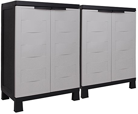 Ondis24 2X günstiger, bewährter Kunststoffschrank Haushaltschrank Lagerschrank mit Füßen Small Prestige, schnell aufgebaut
