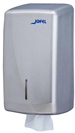 Jofel - Distributeur de papier toilette, 400 essuie-mains au format zigzag, hygiène maximale par simple contact avec l'essuie-mains, économie de papier, boîtier robuste en acier, Futura AD75000
