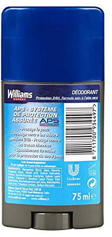 Williams Stick Ice Déodorant pour Peau Sensible pour Homme 75 ml - Lot de 2