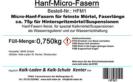 Micro-Hanf-Fasern 0,750 Kg für Spezial-Kalkmörtel