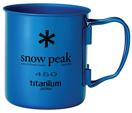 Snow Peak Titanium Ti-Single Wall 450ml Cup/Mug, for Camping/Backpacking, Blue