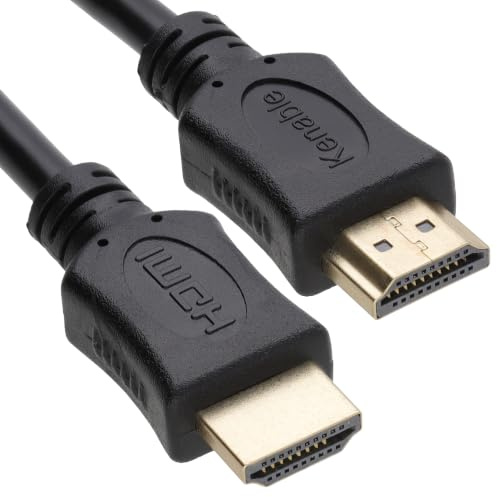 kenable HDMI Cable High Speed with Ethernet 1080p Full HD 3D 4K Gold Plated Connectors Screened Male to Male Black 5m