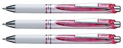Pentel EnerGel Pearl Deluxe Retractable Liquid Gel Ink Pens, 0.7mm Point, Pink Ink. (Pack of 3)