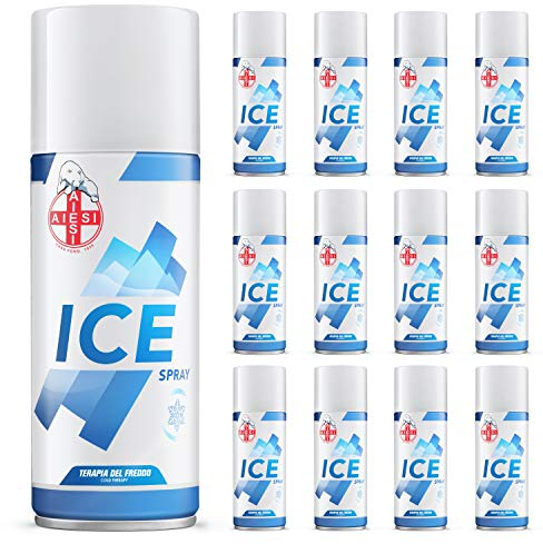 AIESI® Hielo Spray instantáneo con MENTOL lata de 400 ml ICE SPRAY (Paquete de 12 piezas), Clásico, Made in Italy