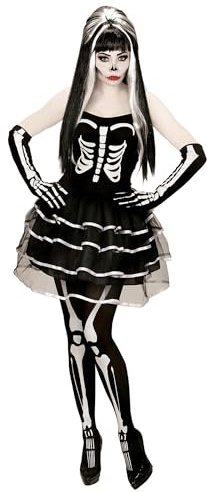 W WIDMANN MILANO Party Fashion - Kostüm Skelett, Kleid und Handschuhe, für Halloween, Karneval
