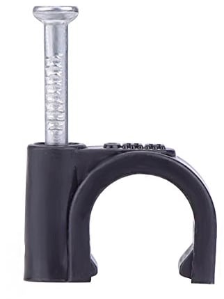 8mm Round Steel Nails Cable Clips, Black (Pack of 100)