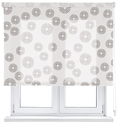 VIEWTEX Seitenzugrollo Pasodoble Gemustert Weiss und Braun 150 x 250 cm 5 Jahre Garantie