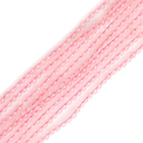 Sweet & Happy Girl'S Store 3mm runde Edelstein Rosenquarz Rocailles Strand 15 Zoll Schmuckherstellung Perlen