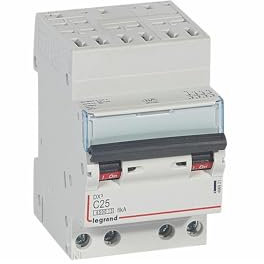 406921 Disjoncteur tétrapolaire 25A - 4P Courbe C - 4,5/6kA - Automatique et vis - Legrand DX3