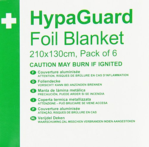 Safety First Aid Q2023T HypaGuard Disposable Foil Blankets, 210 x 130 cm, Set of 6