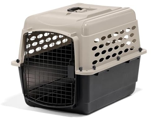 Petmate Vari Dog Kennel - Portable Dog Carriers & Crates for Medium Dogs, Airline-Friendly, Durable Plastic, Pet Carrier For Home and Travel, 28 Inches, Taupe and Black