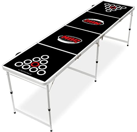 MYBEERPONG® Bierpong Tisch Classic + 6 Tischtennisbälle | Schwarzes Beer Pong Set als Gadget für Party | Trinkspiel für Geburtstag, JGA & Festival