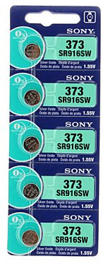 N5 Sony 373 SR916SW Uhrenbatterie Knopfzelle Silber Oxiden Box Einzelhandel Karte Blister (5 Stück)