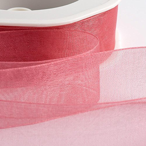 Italian Options Organza Chiffon Ribbon, 38mm x 20 Metre Roll, Rose Pink