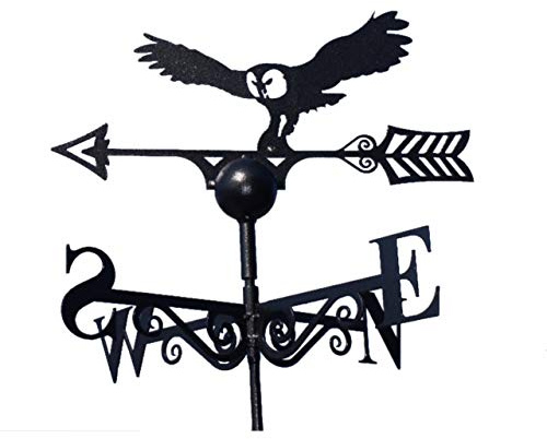 GAP GARDEN PRODUCTS - Owl Design Weathervane. Solid Metal Construction and Coated in a Durable Black Finish