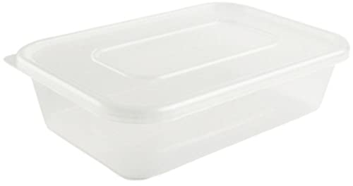 Globe Packaging GP 50 x Plastic 650ml Microwave Food Takeaway Containers with Lids - BPA Free, Stackable, Airtight, Reusable, Recyclable, Dishwasher & Freezer Safe - For Meal Prep & Food Storage Use