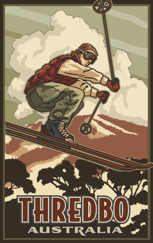 Northwest Art Mall Thredbo Australia Catching Air Skier Wandkunst, 28 x 43 cm