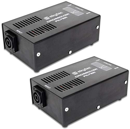Skytec 2-Way Speaker Crossover Filter Pair – 2000W Signal Splitter with High Pass Filter, Subwoofer Outputs, NL Connectors – Ideal for DJ, Stage, PA Systems & Sound Reinforcement Setups