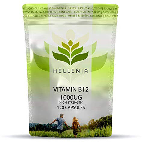 Vegan Vitamin B12 Capsules - 1000ug - High Strength | 1000mcg Vitamin B12 Supplement | for Tiredness, Fatigue, Metabolism & Immunity | GMP Certified Product - Made in The UK by Hellenia