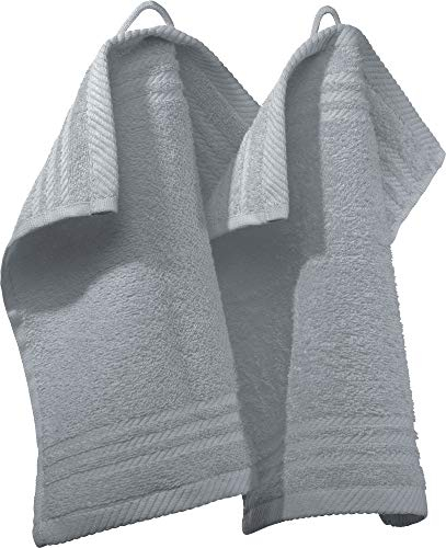 REDBEST Seiftuch New York 2er- Pack hellgrau Größe 30x30 cm - leichte, weiche Qualität, saugstark, sehr strapazierfähig, 100% Baumwolle