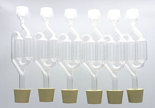 Home Brew Ohio S Shape – Airlock de burbujas con # 6 tapón (Pack de 6)