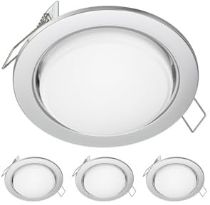 ledscom.de 4 Stück LED Einbaustrahler Zobe flach GX53 chrom matt rund 6,105W 560lm weiß 107mm Ø Lochkreis 90mm Ø