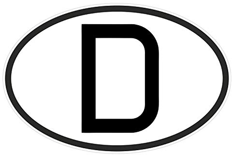 Sticker Deutschland D-Zeichen Aufkleber Länderkennzeichen D Symbol schwarz-weiss 14 x 10 cm Selbstklebend KFZ Auto Scheibe Anhänger LKW Boot UV Wetterfest für außen und innen
