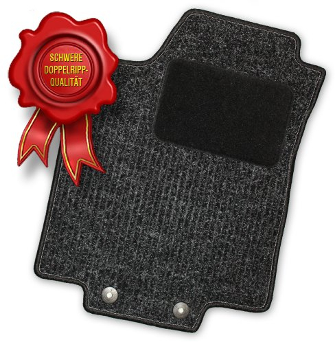 Bär-AfC Auto Fußmatten Doppelrippe passend für Skoda Octavia 2 1Z 2004-2013, Autoteppiche Nadelvlies Anthrazit, Rand Kettelung Anthrazit, Set 4-teilig, SK03510