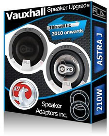 VAUXHALL - Altavoces para Puertas Delanteras del Coche Opel Astra J con adaptadores, 210 W