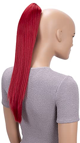 CAISHA 50cm Clip on Zopf Haarteil Pferdeschwanz Haarverlängerung Kunsthaar Glatt Rot H99
