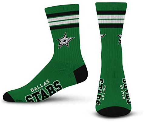 For Bare Feet FBF Dallas Stars 4 Stripe Crew NHL Socken Grün, L