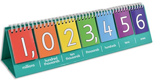edxeducation Schüler-Stellenwertklappkarte - Millionen - Doppelseitig mit ganzen Zahlen und Dezimalzahlen - Zählen lernen mit Einern, Zehnern, Hundertern, Tausendern und Millionen