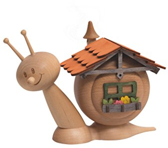 Kuhnert Drechslerei Rauchschnecke/Räucherfigur aus Holz - Sunny Hausschnecke - Höhe: ca. 15cm - Made in Germany