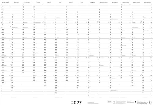 Black&White Mega-Posterplaner 2027: Beidseitig bedruckter Wandkalender im schlichten Schwarzweiß-Design. Verwendung im Hoch- oder Querformat möglich. Praktische 68 x 98 cm fürs Büro