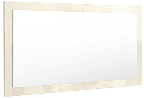 Vladon Spiegel Lima, Made in Germany, Wandspiegel mit Rahmen im modernen Stil, Creme Hochglanz (110 x 52 cm)