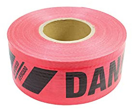 Presco Reinforced Bedrucktes Barrikadenband: 3 in x 500 ft. (Rot mit schwarzem AufdruckDANGER PELIGRO)