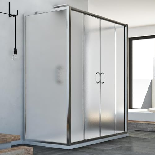 Idralite Mampara de Ducha 3 Lados 70x160x70 CM H185 Mod. Replay Trio 2 Hojas