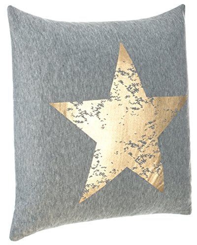 Brandsseller Dekokissen Zierkissen Couchkissen Sofakissen Motivkissen Sterndruck - mit Füllung kuschelig und weich - Größe: 45x45 cm - Grau/Gold