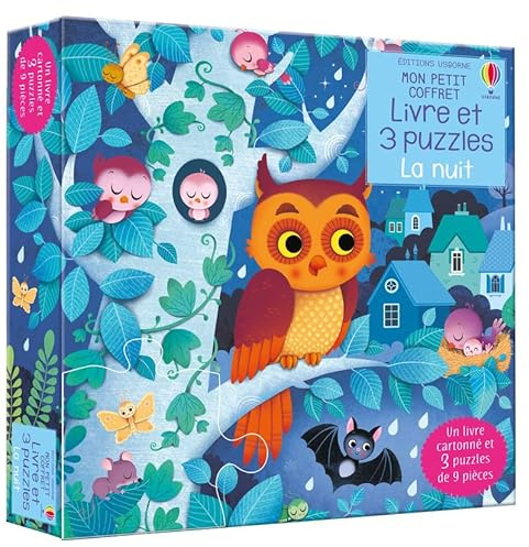 La nuit - Mon petit coffret Livre et 3 puzzles: Avec un livre cartonné et 3 puzzles de 9 pièces