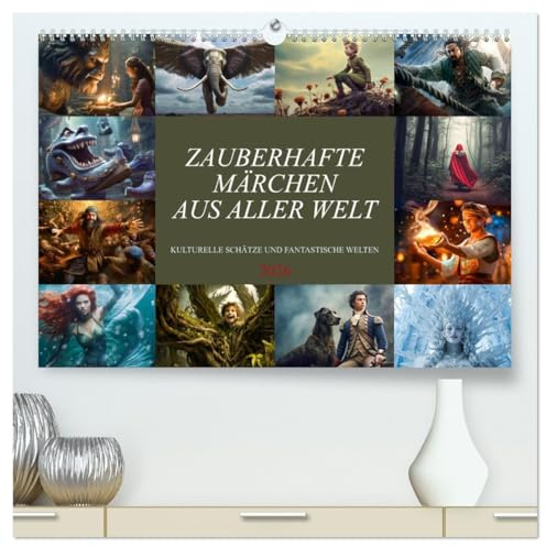 Zauberhafte Märchen aus aller Welt (hochwertiger Premium Wandkalender 2026 DIN A2 quer), Kunstdruck in Hochglanz: Detailreichen Illustrationen und ... jeden Alters. (CALVENDO Kunst)