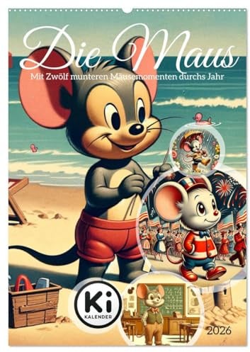 Die Maus - Mit Zwölf munteren Mäusemomenten durchs Jahr (Wandkalender 2026 DIN A2 hoch), CALVENDO Monatskalender: Erlebe ein Jahr voller Abenteuer mit der Maus. (CALVENDO Spass)