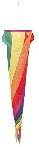 HQ Design Windspiration - Turbinen und Windsocks, UV-beständige und wetterfeste Windspiel Deko für Garten, Terrasse und Balkon - inkl. Aufhängung oder Standstab (Turbine Rainbow, 180 cm)