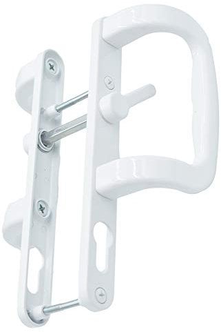 Trojan Sparta 92PZ XL White sliding patio door handles with inline locking lever, and powder coated durable finish.